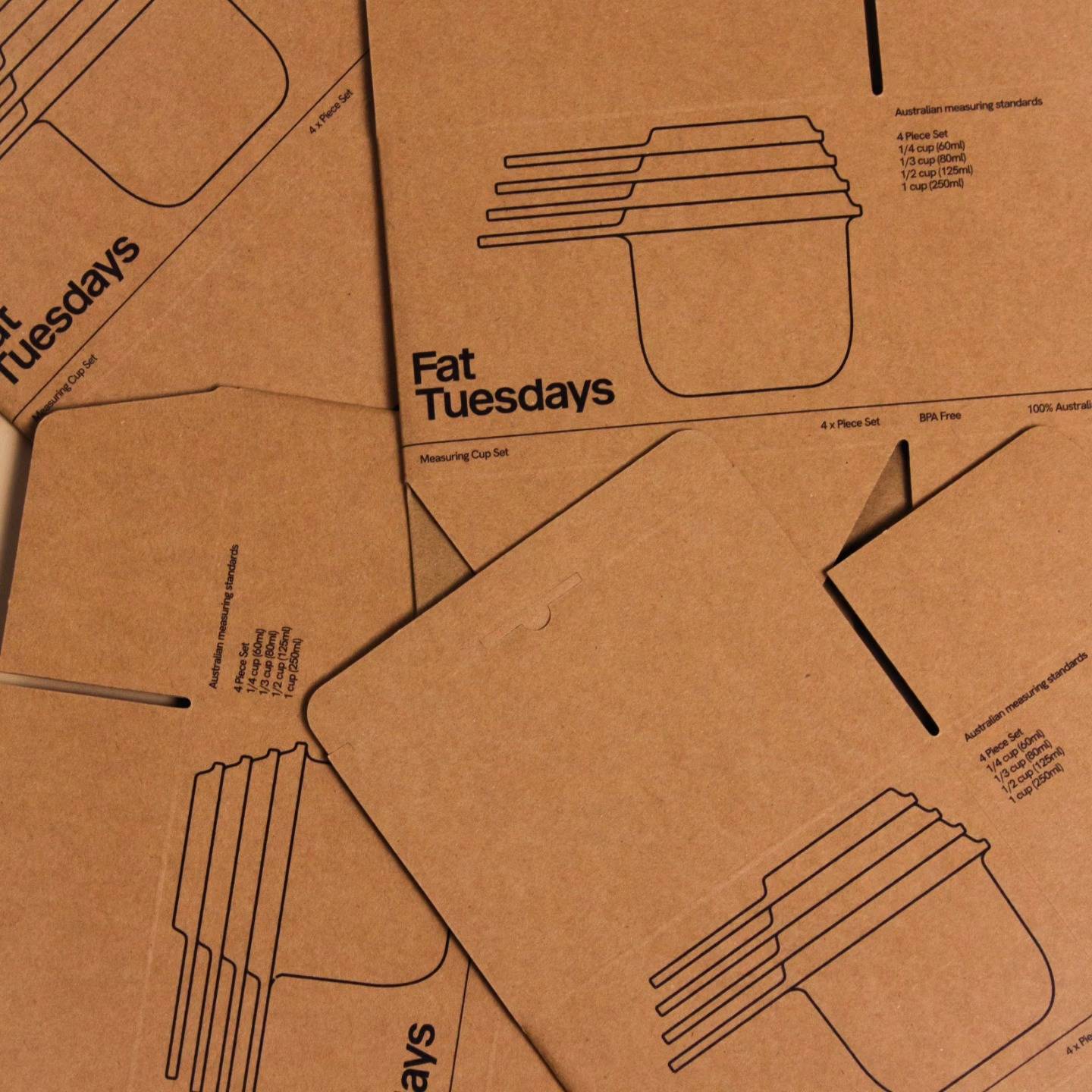 Fat Tuesdays measuring cup packaging boxes